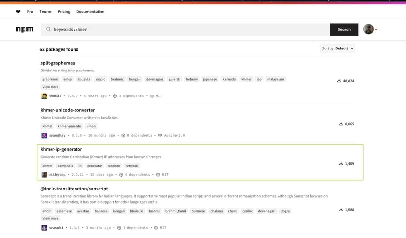NPM khmer-ip-generator